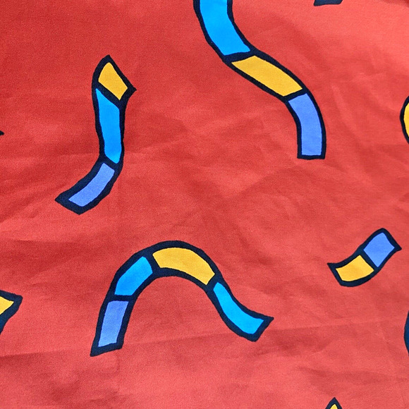 Silky Red Scarf Colorful Noodle Ribbons Blue Blue Purple Orange Modern Art - Picture 3 of 5